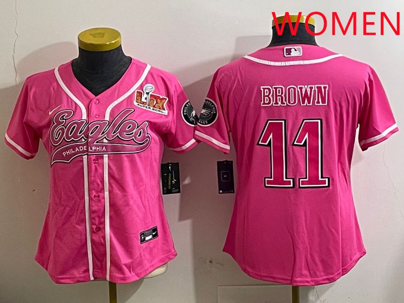 Women Philadelphia Eagles #11 Brown Pink Jointly Name 2025 Nike Limited NFL Jersey style 2